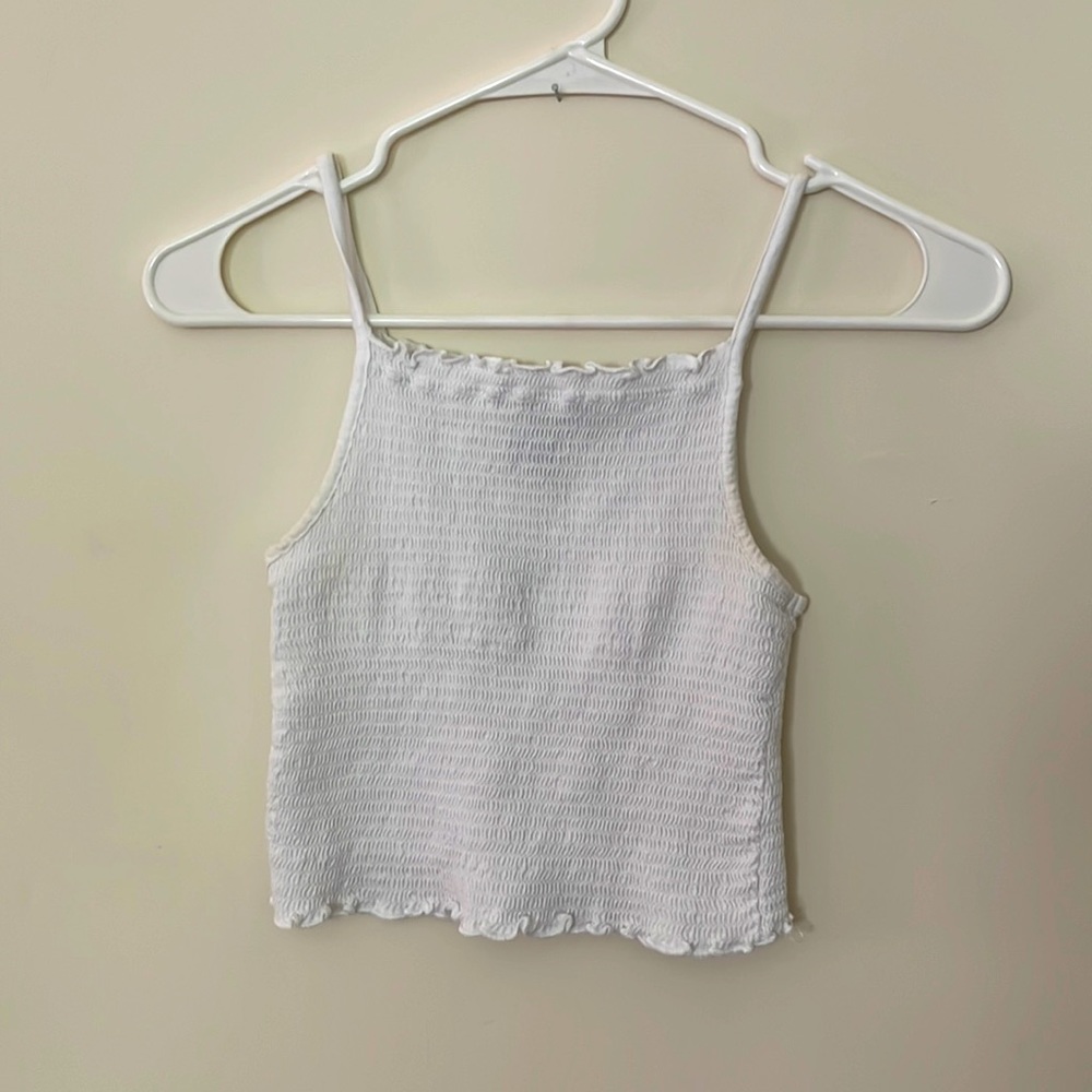 White Cropped Smock Tank